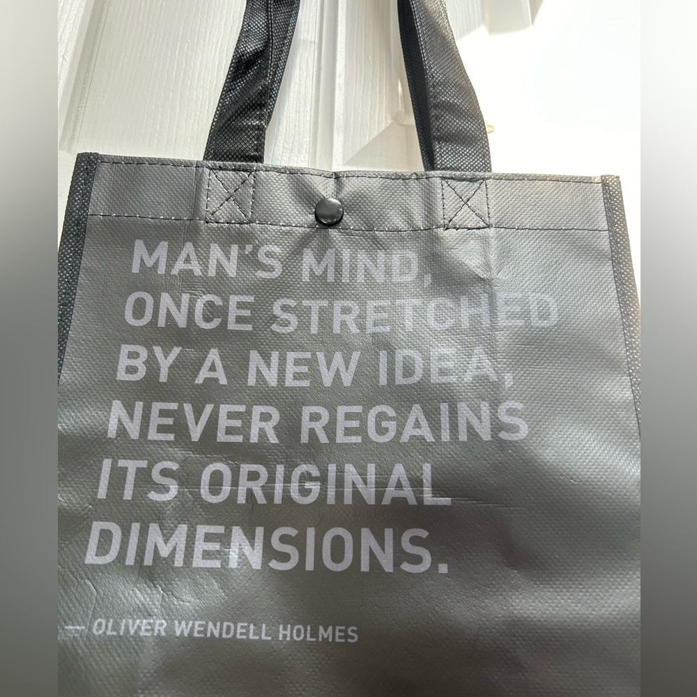 Unique Lululemon bag- black on black! Oliver Wendell Holmes quote.